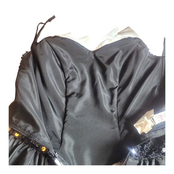 Nadine Vtg 80s Couture Dress Evening Gown Prom Corset Boned Winged Skirt Sequins - Picture 8 of 16